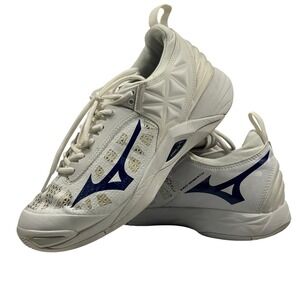 Mizuno Wave Momentum Volleyball Shoes White Blue Athletic Sneakers Size 10